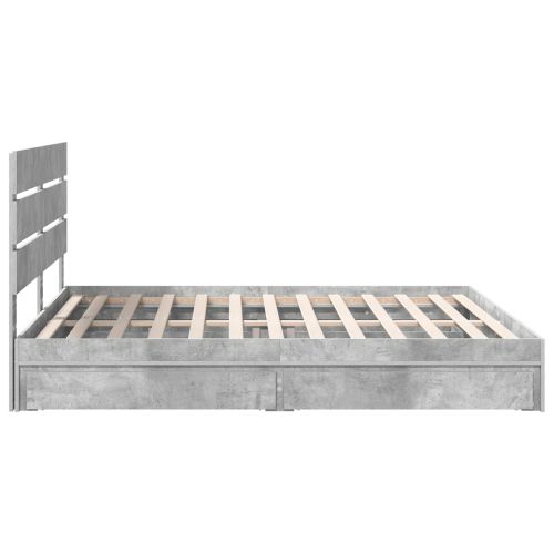Легло с място за съхранение Циментено сиво 200 x 200 cm