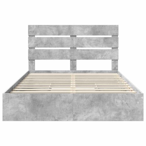 Легло с място за съхранение Циментено сиво 160 x 200 cm