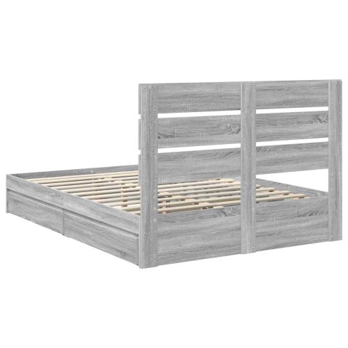 Легло с място за съхранение с таблото Сив Сонома 150 x 200 cm