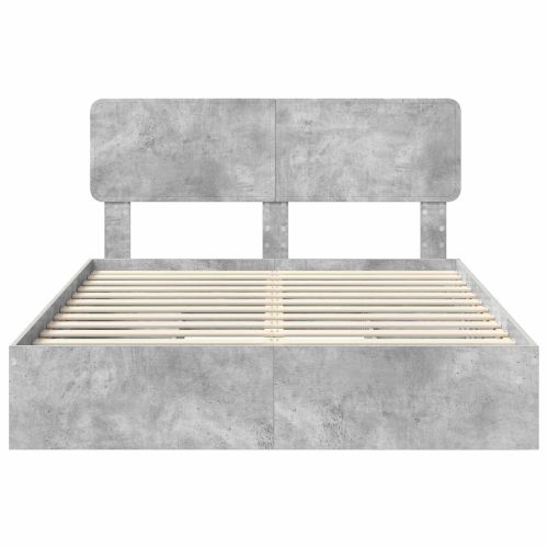 Легло с място за съхранение Циментено сиво 160 x 200 cm