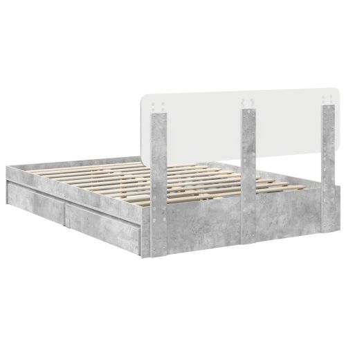 Легло с място за съхранение Циментено сиво 160 x 200 cm