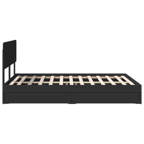 Легло с място за съхранение Черно 150 x 200 cm Инженерно дърво