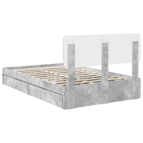 Легло с място за съхранение Циментено сиво 135 x 190 cm