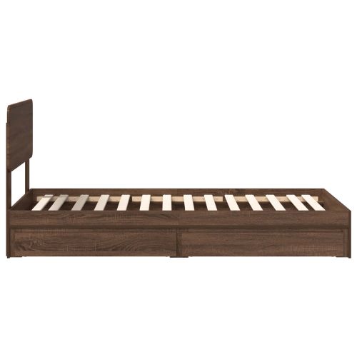 Легло с място за съхранение с таблото Кафяв дъб 90 x 200 cm