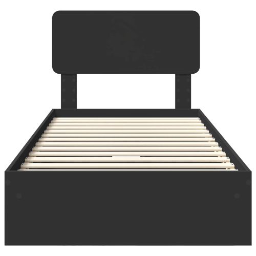 Легло с място за съхранение Черно 90 x 190 cm Инженерно дърво