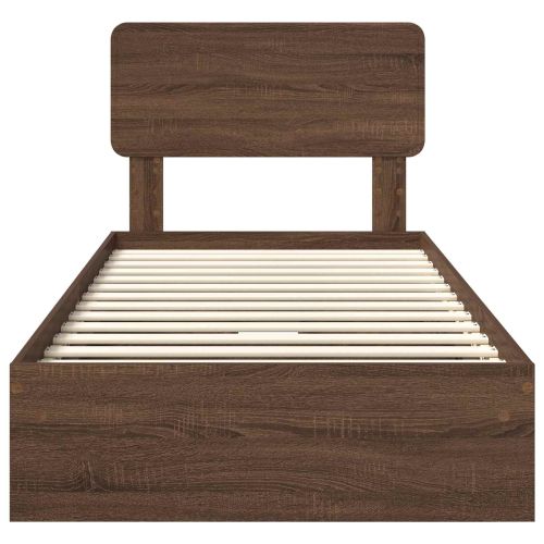 Легло с място за съхранение с таблото Кафяв дъб 90 x 190 cm