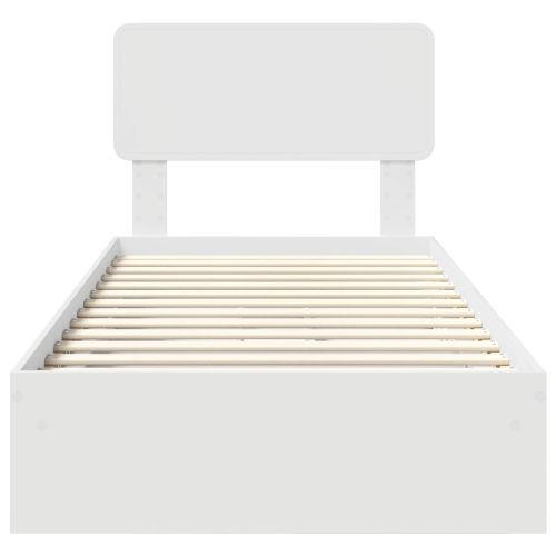 Легло с място за съхранение Бяло 75 x 190 cm Инженерно дърво