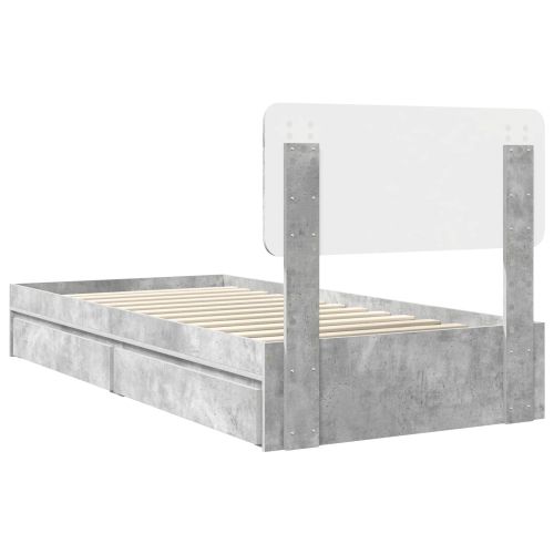 Легло с място за съхранение Циментено сиво 75 x 190 cm