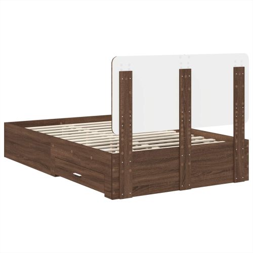Рамка за легло с таблото Кафяв дъб 135 x 190 cm Инженерно дърво
