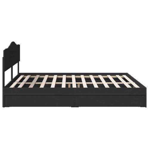 Легло с място за съхранение Черно 200 x 200 cm Инженерно дърво