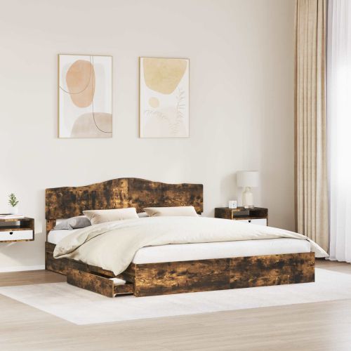 Рамка за легло с таблото Димян дъб 200 x 200 cm Инженерно дърво