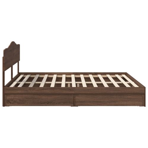 Легло с място за съхранение с таблото Кафяв дъб 200 x 200 cm