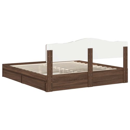 Легло с място за съхранение с таблото Кафяв дъб 200 x 200 cm