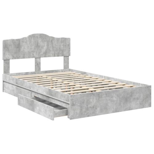 Легло с място за съхранение Циментено сиво 135 x 190 cm