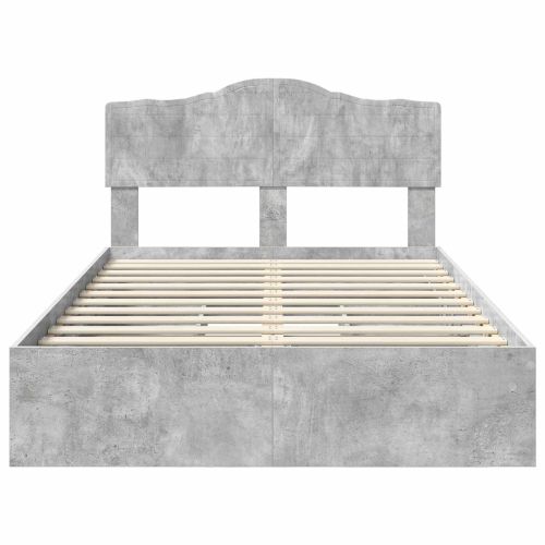 Легло с място за съхранение Циментено сиво 135 x 190 cm