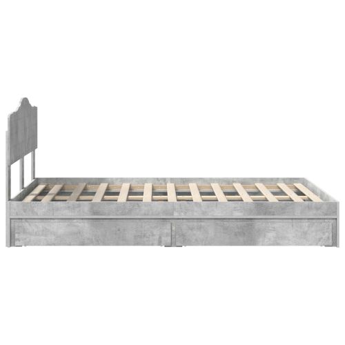 Легло с място за съхранение Циментено сиво 135 x 190 cm