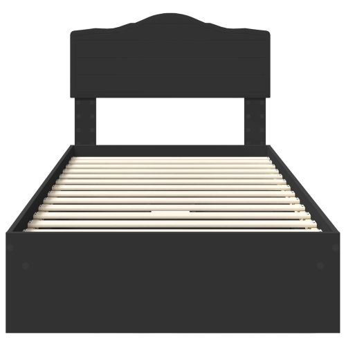 Легло с място за съхранение Черно 100 x 200 cm Инженерно дърво