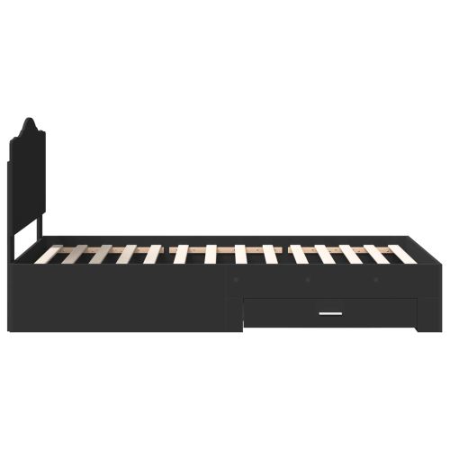 Рамка за легло с таблото Черно 75 x 190 cm Инженерно дърво