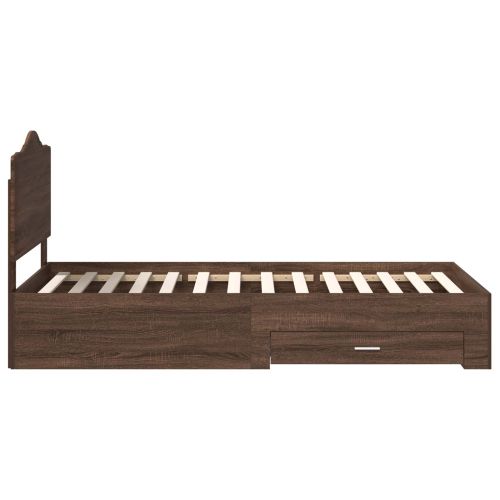 Рамка за легло с таблото Кафяв дъб 75 x 190 cm Инженерно дърво