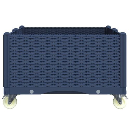 Градинска кашпа с колелца, синьо сив, 100x80x54 см, PP