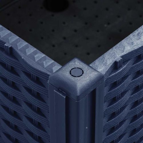 Градинска кашпа с колелца, синьо сив, 100x80x54 см, PP