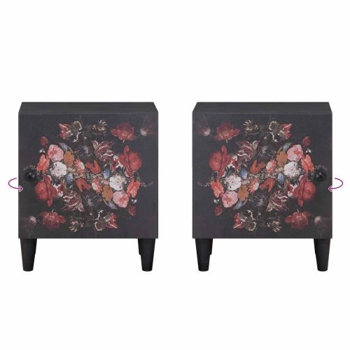 Нощно шкафче с врата 2 pcs Черно 40 x 33 x 46 см
