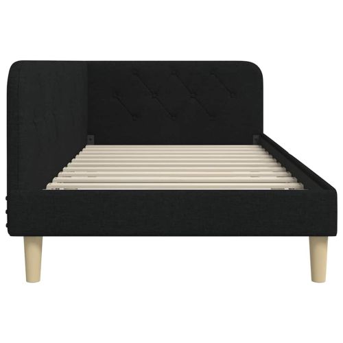 Ъглова рамка за легло с таблото Черно 90 x 190 cm текстил