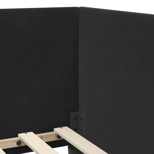 Ъглова рамка за легло с таблото Черно 90 см x 190 см Кадифе