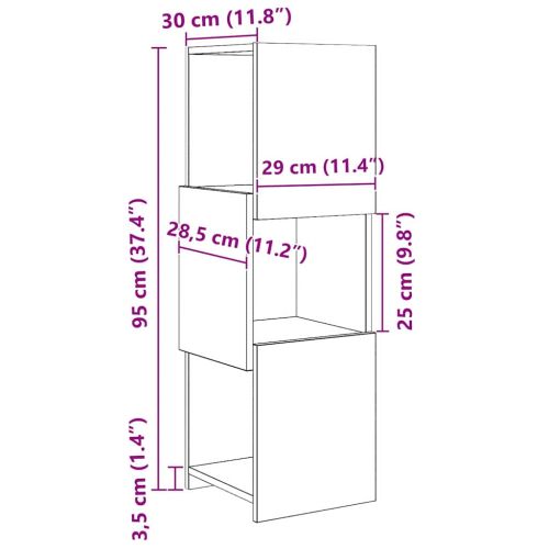 Ъглов шкаф Бяло 30,5x30x95см Инженерно дърво