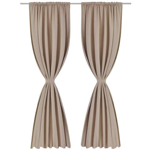 130374 2 pcs Cream Slot-Headed Blackout Curtains 135 x 245 cm