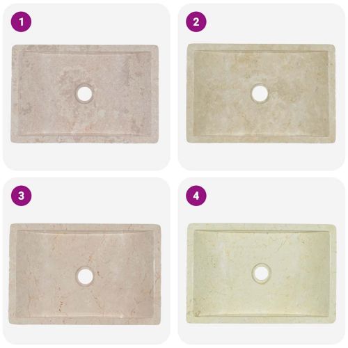 Мивка, 45x30x12 см, мрамор, кремав гланц