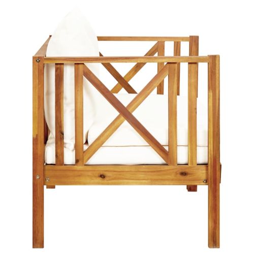 2-местна градинска пейка с възглавница, 122 см, акация масив