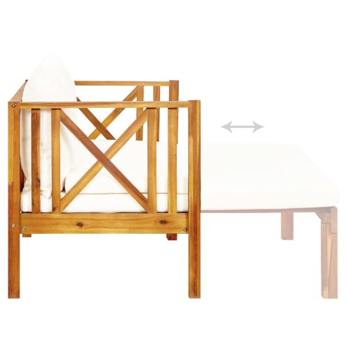 2-местна градинска пейка с възглавница, 122 см, акация масив