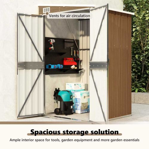 Градинска барака за стенен монтаж кафява 118x100x178 см стомана