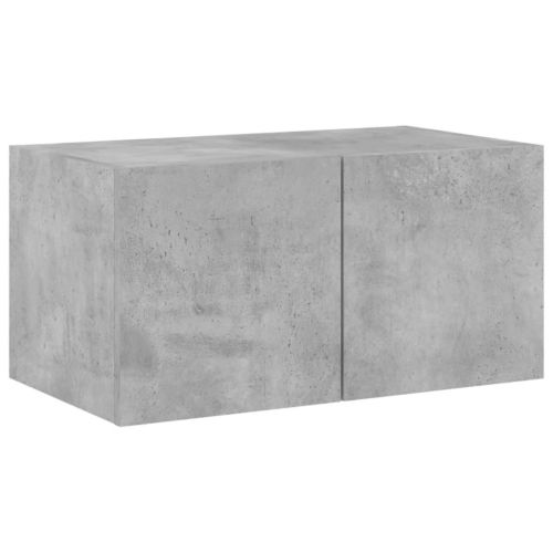 ТВ стенни модули с LED, 5 части, бетонно сиви, инженерно дърво