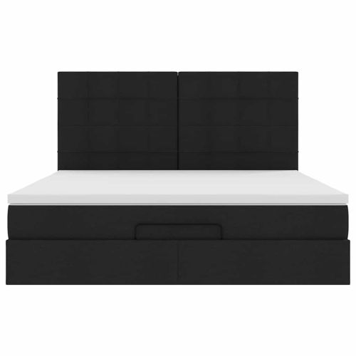 Османска легло с матрак и LED, черно, 160x200 см, плат