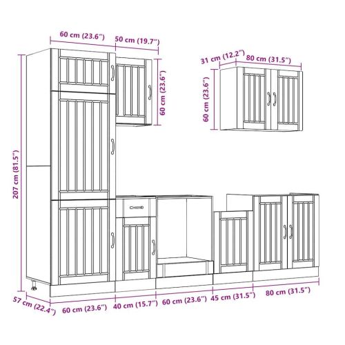 Комплект кухненски шкафове от 7 части Lucca, инженерно дърво