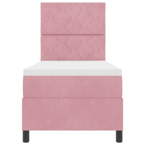 LED кутия за пружини с легло Розово 80 x 200 cm текстил