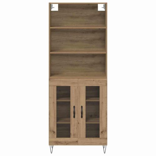 Висок шкаф 2 pcs Дъб Инженерно дърво