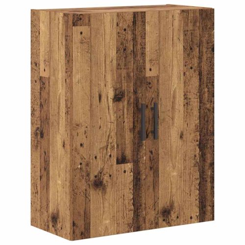 Висок шкаф 2 pcs Старо дърво Инженерна дървесина и стъкло