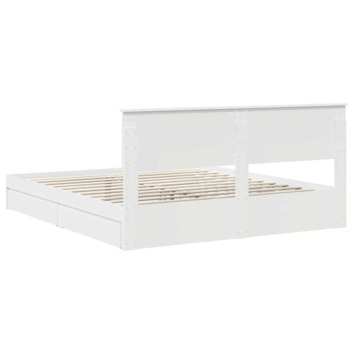 Легло с място за съхранение Бяло 180 x 200 cm Инженерно дърво