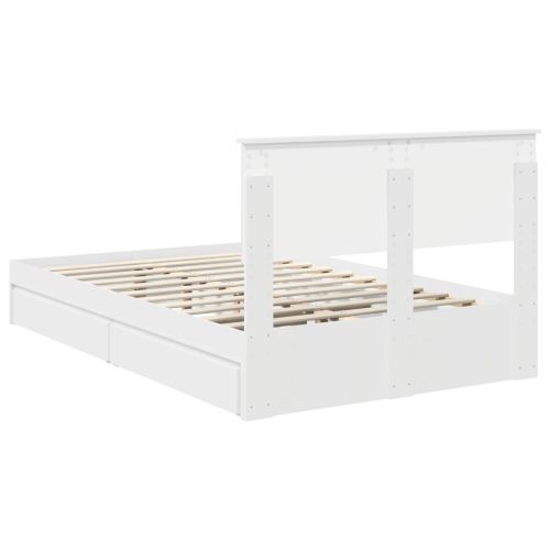 Легло с място за съхранение Бяло 120 x 200 cm Инженерно дърво