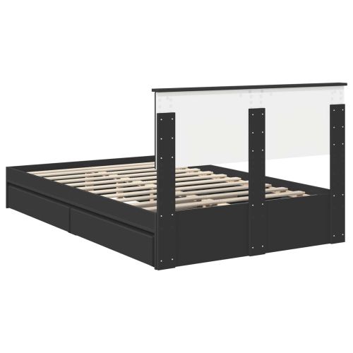 Легло с място за съхранение Черно 120 x 200 cm Инженерно дърво