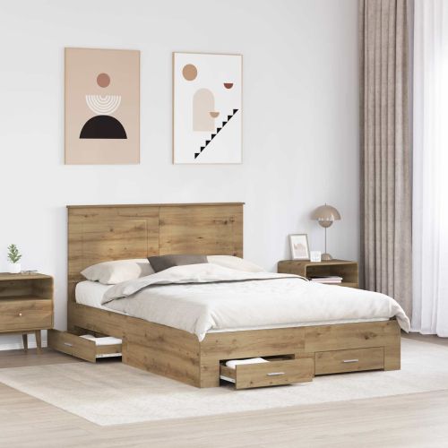 Рамка за легло с таблото Дъб 140 x 190 cm Инженерно дърво