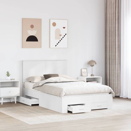 Рамка за легло с таблото Бяло 120 x 190 cm Инженерно дърво