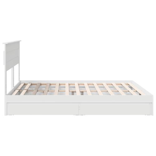 Легло с място за съхранение Бяло 180 x 200 cm Инженерно дърво