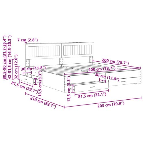 Рамка за легло Сив Сонома 200 x 200 cm Инженерно дърво