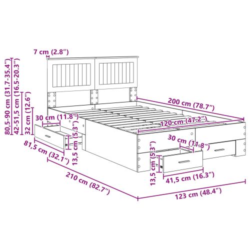 Рамка за легло Сонома дъб 120 x 200 cm Инженерно дърво