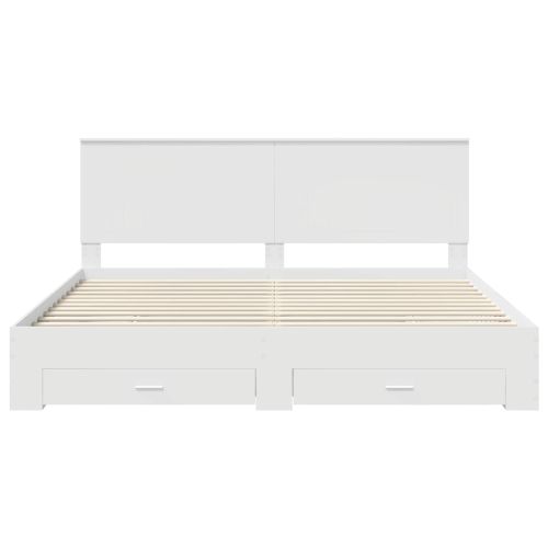 Рамка за легло с таблото Бяло 200 x 200 cm Инженерно дърво