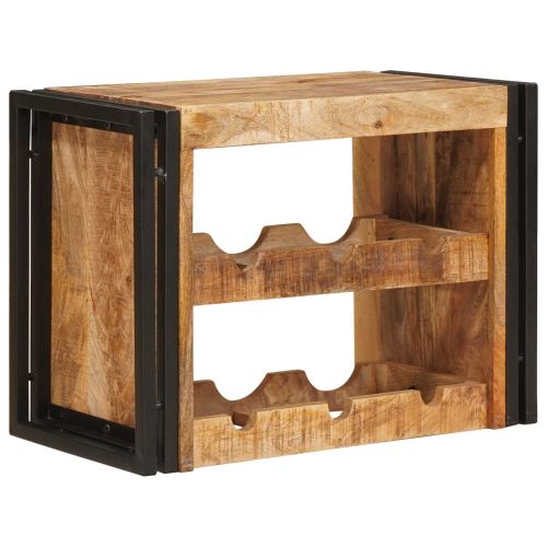Винен рафт Кафяво 100 x 45 x 33 см Солидно грубо мангово дърво